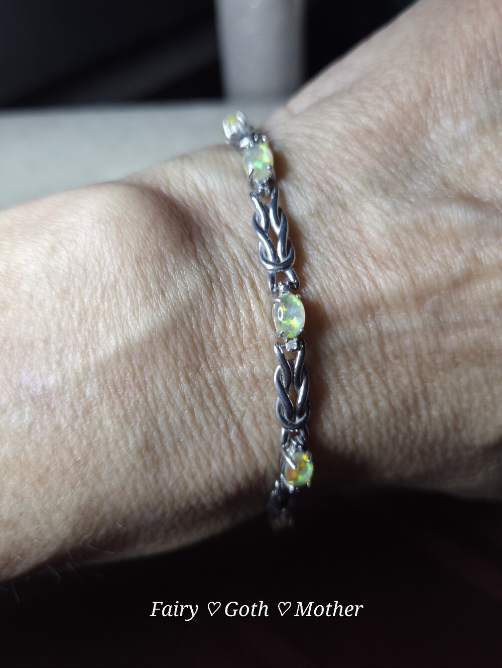 Vintage Magic! Helzberg Diamonds Fancy Designer Opal & Sterling Bracelet - Picture 8 of 17